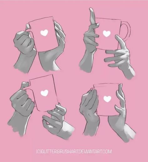 Mug Drawing Reference, Mug Drawing, Hands Drawing, Ref Sheet, Drawing Body Poses, Sketch Poses, Hand Drawing Reference, Hand Reference, Poses References