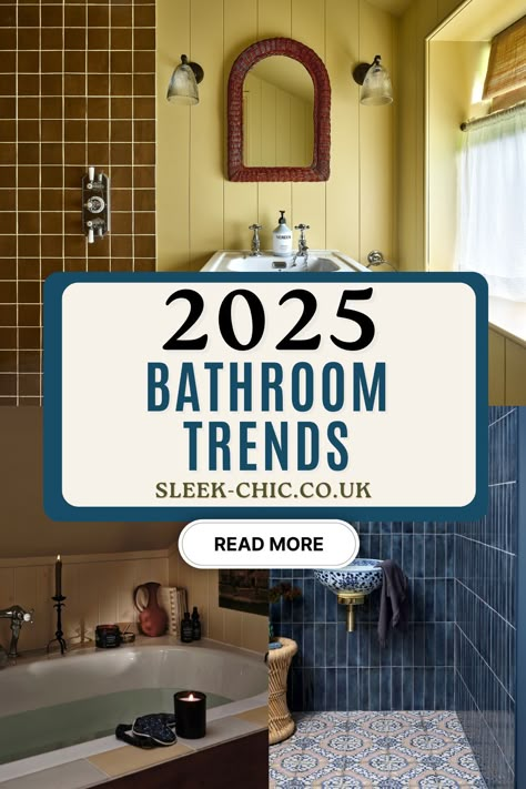 2025 bathroom trends, bold tiles Interesting Bathroom Floor Tile, Tile Whole Bathroom, New Bathroom Ideas 2024, Tile Wall Behind Vanity Bathroom, Cool Tiled Bathrooms, Bathroom Remodel Master 2024, All Tile Bathroom Ideas, Fun Modern Bathroom, Bathroom Blue Tile Wall