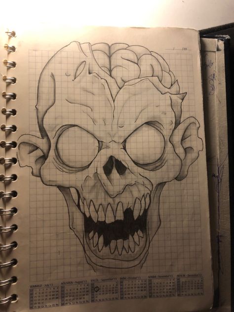 Zombie Skull Drawing, Zombie Drawings Easy, Rob Zombie Art Drawings, Scary Zombie Drawing, Zombie Reference Drawings, Drawing Black And White Sketches, Zombie Art Reference, Zombieland Aesthetic, Zombie Head Drawing