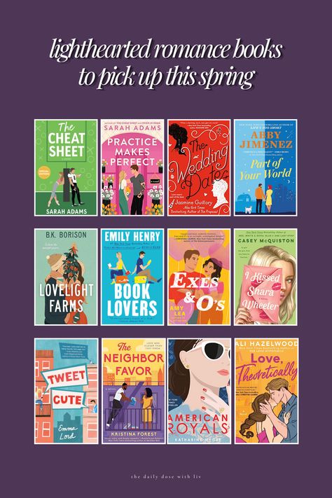 12 Lighthearted & Heartwarming Romance Books To Pick Up This Spring — the daily dose with liv Lighthearted Books, Romcom Books, Books Tbr, Novels To Read Online, Bookish Stuff, Spring Books, Read List, Reading Aesthetic, Couple Goal