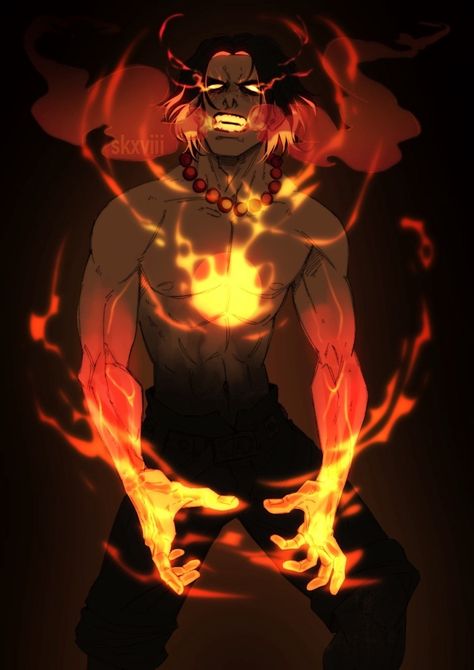 Glowing Veins, Portgas D Ace One Piece, Fire Warrior, Ace One Piece, Black Anime Guy, Portgas D Ace, Super Powers Art, Wolverine Marvel, One Piece Drawing