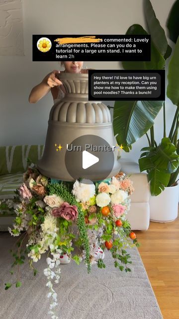 Urns With Flowers, Diy Urn Planter, Urn Floral Arrangements, Floral Arrangements For Church, Faux Flower Arrangements Diy, Bridgerton Ball, Urn Arrangements, Flower Urn, Faux Flower Bouquets