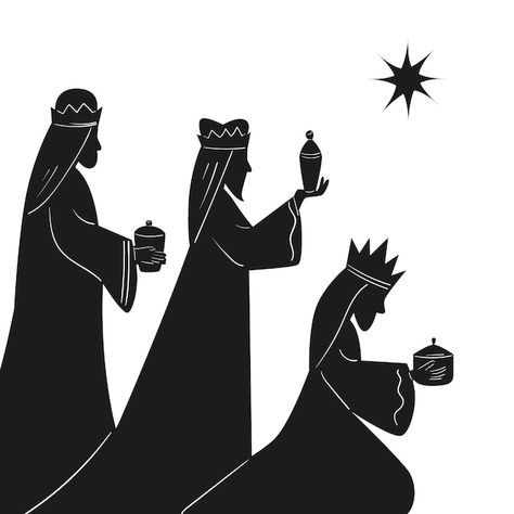 Nativity Scene Silhouette, Christmas Crib Ideas, The Three Wise Men, Nativity Silhouette, Roi Mage, Christmas Program, Silhouette Clip Art, Christmas Play, Silhouette Christmas