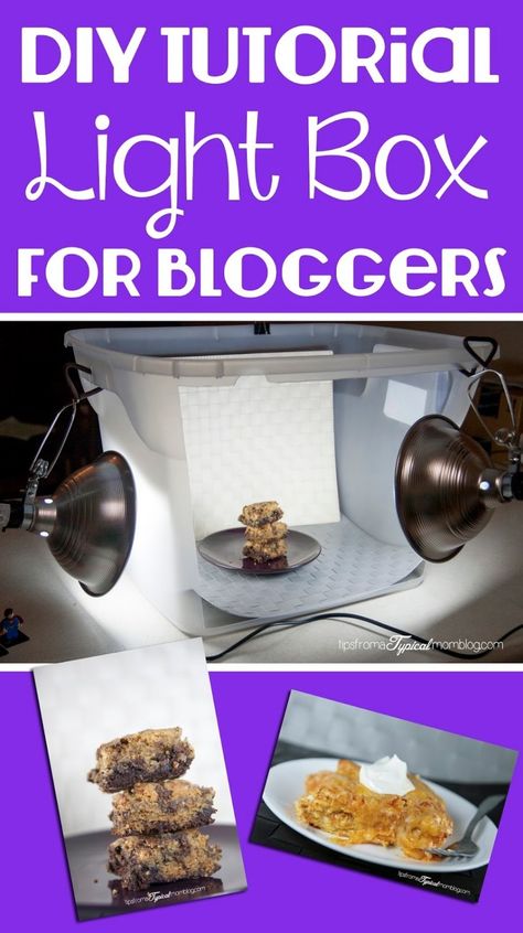 DIY Light Box tutorial for Bloggers photography by Tips From a Typical Mom. Diy Light Box, Cricut Videos, Food Shoot, Photo Light Box, Food Photography Lighting, Light Box Diy, Light Box Photography, Box Photography, Photography Hacks