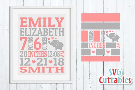 birth announcement Birth Announcement Svg, Birth Stats Template, Elephant Template, Live Text, Birth Announcement Template, Baby Stats, Baby Birth Announcement, Birth Stats, Affinity Designer