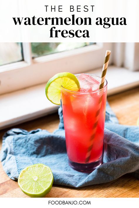 Learn how to make this refreshing summertime watermelon agua fresca! This recipe is so easy, and you can easily add cucumber, strawberry, or even your favorite alcohol! #aguafresca #watermelon Homemade Agua Fresca, Alcohol Watermelon, Watermelon Aqua Fresca, Aqua Fresca, Watermelon Agua Fresca, Nonalcoholic Drink, Yummy Summer Drinks, Watermelon Drink, Drink Recipes Nonalcoholic