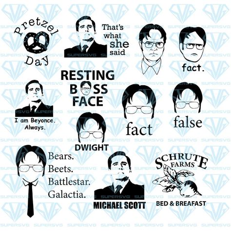 Office Characters, The Office Characters, The Office Tv Show, The Office Show, Cricut Svg Files Free, Office Tv Show, Tv Show Couples, Office Tv, Silhouette Cameo Tutorials