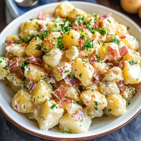 German Potato Salad Recipe - Easy German Potato Salad Recipe, German Potato Salad Without Bacon, German Potato Salad With Egg, Authentic German Potato Salad, German Side Dishes, German Potato Salad Recipe, Cabbage Roll Casserole, Warm Potato Salads, Potato Salad With Egg