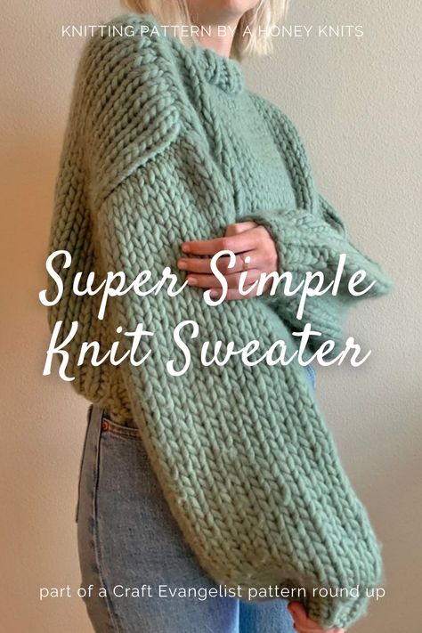 Knitting Simple Sweater, Knitting Chunky Sweater, Simple Knit Jumper Pattern, Chunky Sweater Knitting Pattern, Self Knitted Sweater, Super Bulky Knit Sweater Pattern, Knit Chunky Sweater Pattern, Chunky Knit Jumper Pattern Free, Chunky Sweater Knit