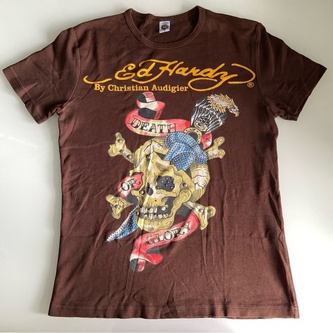 Ed Hardy Skull T Shirt Ed Hardy Outfit Men, Ed Hardy 2000s, Ed Hardy Outfit, Ed Hardy Top, Ed Hardy Shirt, 2000s Clothing, Christian Audigier, Skull T Shirt, Shirt Y2k