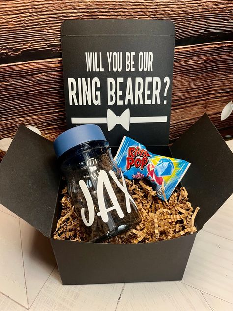 Groomsman Proposal Box - LIQUOR NOT INCLUDED - Crinkle paper NOT included unless requested - When ordering a single box it comes fully assembled and with crinkle paper ready to present to your recipient!   - MULTIPLE QUANTITIES WILL BE SHIPPED FLAT AND UNASSEMBLED TO ENSURE INTEGRITY - Free shipping applies to ONE address when purchasing $35 or more - When shipping to multiple recipients you will need to place separate orders with each recipients address.  - Brown/Kraft Crinkle Paper ONLY (avail Proposal Box For Groomsmen, Country Groomsmen Proposal, Ring Bearer Box Proposal, Ring Bearer Proposal Ideas Nephew, Ring Bearer Proposal Box Ideas, Multiple Ring Bearer Ideas, Jr Groomsmen Proposal, Best Man Proposal Box Ideas, Ring Bearer Ideas Asking