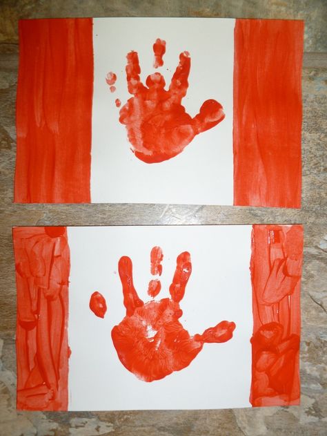 Handprint Flag, Canada Day Crafts, Remembrance Day Activities, Canada Day Party, Flag Crafts, Canada Holiday, My Father's World, Daycare Activities, Daycare Crafts