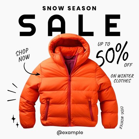 Winter Poster, White Puffer Jacket, White Puffer, Social Media Advertising Design, Winter Images, Company Branding, Best Templates, Instagram Outfits, Winter Sale