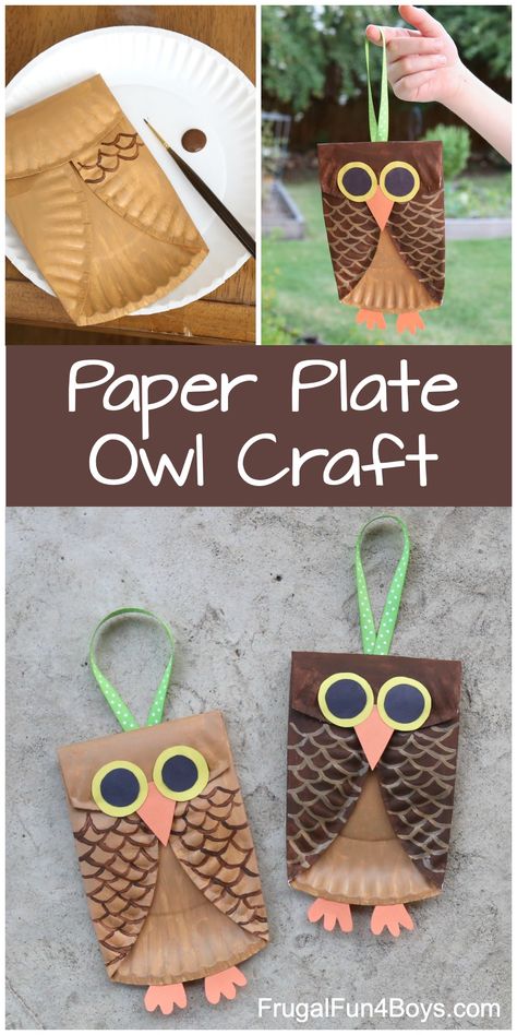 Paper Plate Owl Craft for Kids - Frugal Fun For Boys and Girls Recycled Turkey Craft, Montessori For Preschool, Paper Plate Fall Crafts For Kids, How To Make Owls Crafts, Kindergarten Animal Crafts, Paper Plate Owl Craft, Owls Crafts For Preschoolers, Owl Crafts For Kindergarten, Autumn Crafts For Kindergarten