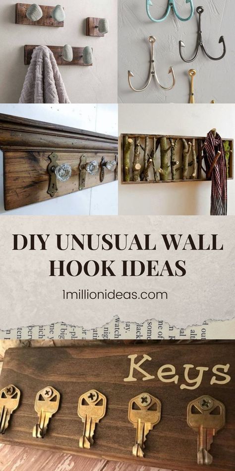 They are inexpensive, even free. Like common hooks, they are fully functional as well so you can use them to hang other decorative items, bags, towels, coats, or just about anything you need. You can use them for any room you want, for kids’ rooms, kitchens, bathrooms, and anywhere else in the home that you need them. Unique Hooks Wall Decor, Kitchen Wall Hooks Ideas, Fun Coat Hooks, Hook Decorating Ideas, Unique Bathroom Towel Hooks, Coat Rack Wall Ideas, Closet Hooks Ideas, Bathroom Robe Hook Ideas, S Hooks Ideas