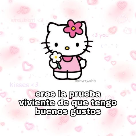 Hello Kitty Frases, Cute Notes For Him, Spanish Memes, Make Your Own Stickers, Love My Boyfriend, Hello Kitty Pictures, Kitty Wallpaper, Aesthetic Words, Wholesome Memes