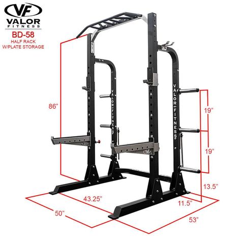 Valor Fitness BD-58 ValorPRO Half Rack with Plate Storage – Strength Warehouse USA Weightlifting Platform, Bench Press Workout, Pull Up Station, Weight Lifting Equipment, Half Rack, Lifting Platform, Incline Bench, Plate Storage, Bar Storage