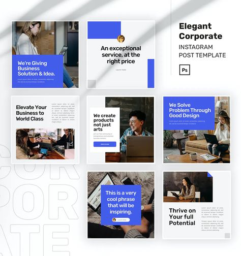 Best Templates Instagram, Case Study Instagram Post, Corporate Ig Feed, Layout For Instagram Post, Corporate Graphic Design Social Media, Corporate Social Media Template, Corporate Instagram Feed Design, Corporate Template Design, Instagram Technology Post