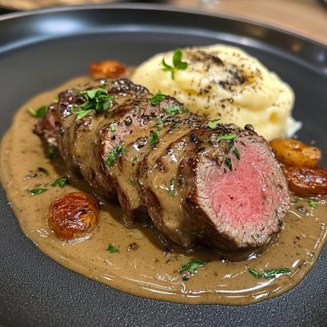 🥩 Beef Fillet with Shallot Cream 🥩 Ingredients: 4 beef fillets 4 shallots 20 cl crème fraîche 20 g butter Salt and pepper to taste Instructions: 🔪 Peel and finely chop the shallots. 🔥 Heat the butter in a frying pan over medium heat. Add the chopped shallots and sauté until translucent. 🥩 Add the beef fillets to the pan and cook according to your preferred doneness. Season with salt and pepper. 🥛 When the beef fillets are cooked to your liking, remove them from the pan and keep them warm. 🍶 P... Beef Fillet, Grilled Beef, Shallots, Frying Pan, Frying, Salt And Pepper, Grilling, Salt, Butter