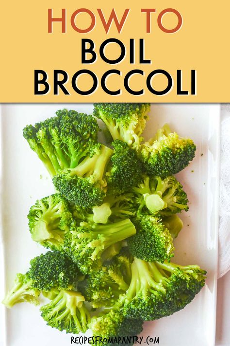 Boiling broccoli is easy to do, and the result is crisp tender broccoli florets that can be seasoned any way you like. Learn how to boil broccoli to retain its nutrients, and so it comes out perfectly done every single time. Broccoli is such a versatile side dish and it pairs well with all your favorite mains. This post shows you everything you need to know about how long to boil broccoli. Click through to get this awesome boiled broccoli recipe!! #boiledbroccoli #broccoliflorets #broccoli #... Broccoli Recipes Boiled, Cooked Broccoli Recipes On Stove, Steaming Broccoli On Stove, How Long To Boil Broccoli, Boiling Broccoli On Stove, How To Boil Broccoli, How To Cook Raw Broccoli, Fresh Broccoli Recipes Stove Top, How To Boil Broccoli On The Stove