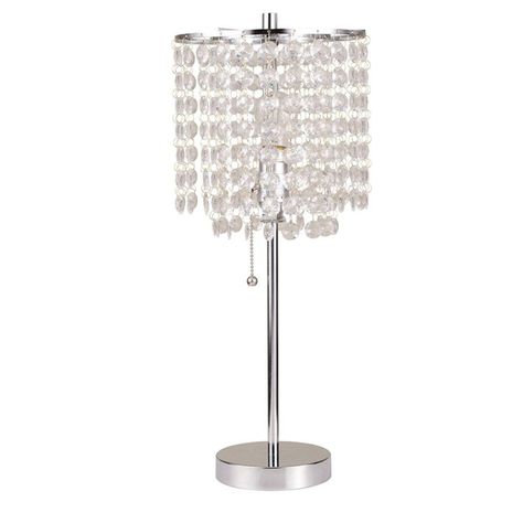 ORE International 20.25 in. Chrome Deco Glam Table Lamp Glam Table Lamps, Glam Chandelier, Bedside Table Metal, Glam Table, Chrome Lamp, Apartment Decoration, Chandelier Table Lamp, Crystal Table Lamps, Hanging Crystals