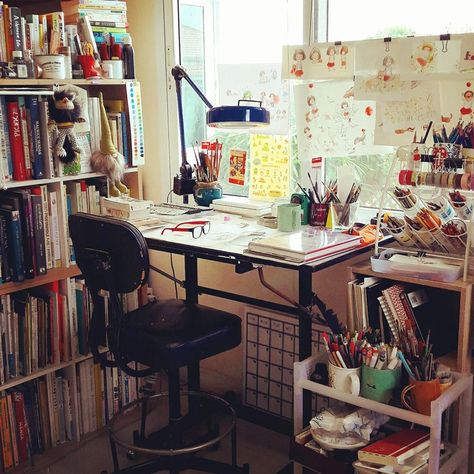 Mangaka Workspace, Dream Art Room, Art Workspace, Artist Workspace, Pastel Room Decor, Gamer Room Decor, Pastel Room, Gamer Room, Dreamy Room