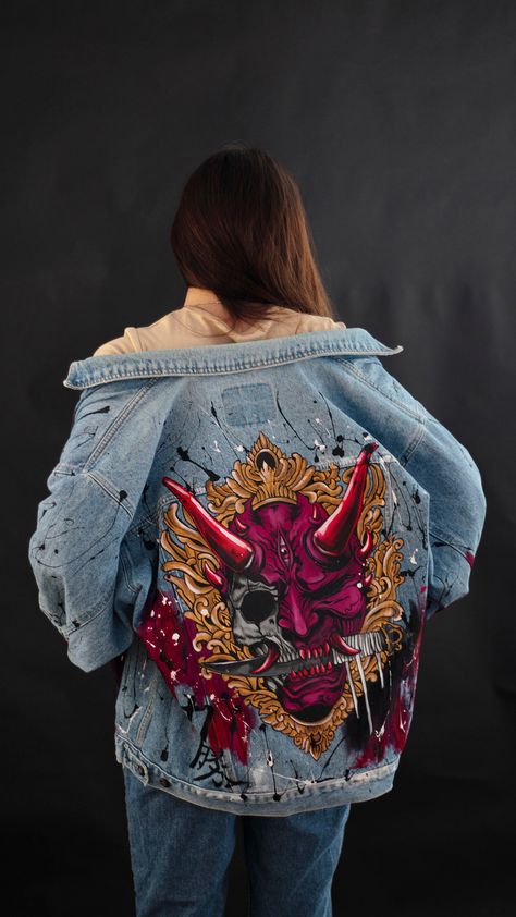 Custom Jean Jacket, Hand Painted Denim Jacket, Painted Denim Jacket, Custom Jeans, Custom Denim, Custom Jacket, Painted Denim, Painted Clothes, Custom Clothes