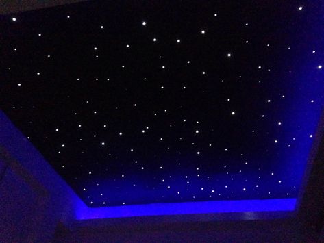 Fibre optic starlight ceiling in small movie room - Modern - Other - by LD ceilings | Houzz Small Movie Room, Fiber Optic Ceiling, Cozy Small Bedrooms, Star Lights On Ceiling, Fiber Optic Lighting, Star Ceiling, Plano Texas, Theatre Room, Star Light