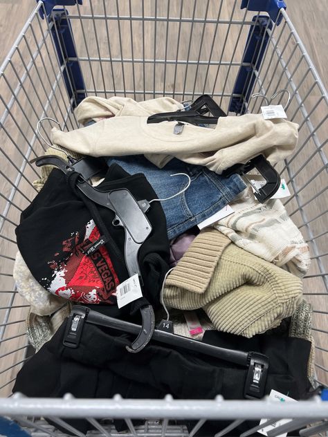 Clothes Haul Aesthetic, Shopping Trip Aesthetic, Thrift Haul Aesthetic, Thrifting Manifestation, Thrift Manifestation, Thrifting Aesthetic, Thrift Aesthetic, Thrift Haul, Charity Shop