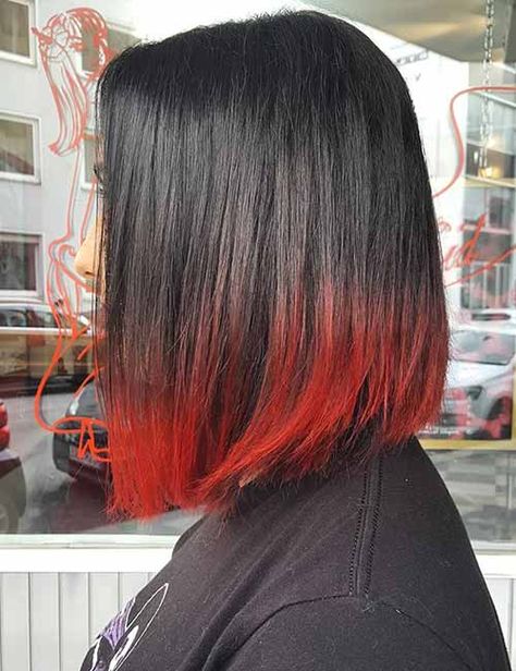 Red Ombre Hair - Red Edged Ombre Dip Dye Hair, Red Hair Tips, Hair Color Red Ombre, Trendy We Fryzurach, Hair Dye Tips, Red Ombre Hair, Blond Ombre, Short Red Hair, Short Ombre Hair