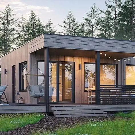 Light Steel Frame House, Small Prefab Cabins, Prefab Home Kits, A Frame Houses, Modular Home Designs, Wood Container, Prefabricated Homes, Steel Frame House, House Kits