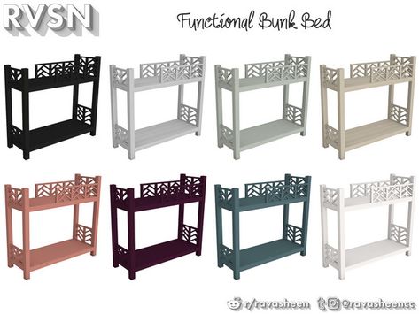 RAVASHEEN's That's What She Bed - Bunk Bed Frame Sims 4 Cc Single Bed Frame, Ts4 Bunk Bed, Sims 4 Bunk Bed Cc, Y2k Furniture, Sims Y2k, Sim4 Furniture, Teen Bunk Beds, 4 Bunk Beds, Sims 4 Beds