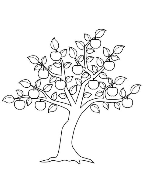 https://kidipaint.com/coloring-pages/trees/wood-8/ Check more at https://kidipaint.com/coloring-pages/trees/wood-8/?utm_source=pinterest Drawing Of An Apple, Apple Tree Drawing, Apple Images, Apple Picture, Tree Coloring, Leaf Coloring Page, Tree Doodle, Ink Doodles, Tree Coloring Page