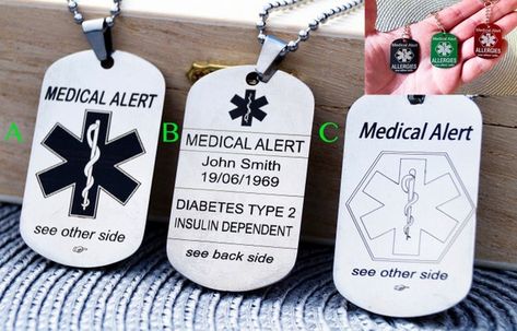 Bundle Medical Alert Tag &Medical Alert Necklace•Personalised Medical Alert Necklace•Medical Alert bundle•Medical Alert ID•Medical Alert Keychain Medical Alert Necklace, Heart Conditions, Medical Alert, Personalized Pendant, Emergency Medical, Personalized Tags, Personalized Necklace, Allergies, Chain Styles