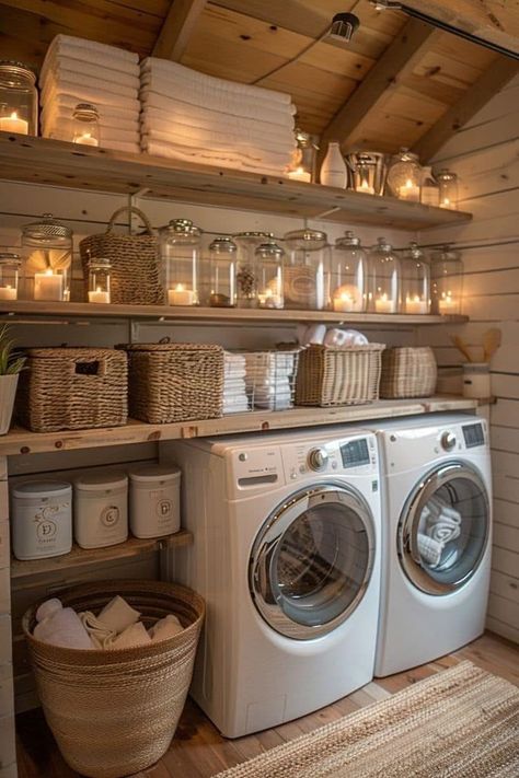 Laundry Wallpaper, Organization Laundry Room, Wallpaper Laundry Room, Wallpaper Laundry, Organization Laundry, House Laundry Room, Laundry Room Ideas Small Space, Rustic Laundry Rooms, Dream Laundry Room