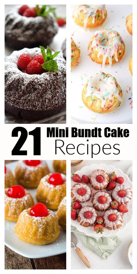 Mini Bunts Cakes, Mini Bundt Cakes Valentines, Diy Mini Bundt Cakes, Mini Bundt Cake Packaging Ideas, Small Size Cake Recipes, Mini Bundt Cakes Christmas Gifts, Delicious Bundt Cake Recipes, Bundt Cake Recipes Mini Desserts, Cakelette Pan Recipes