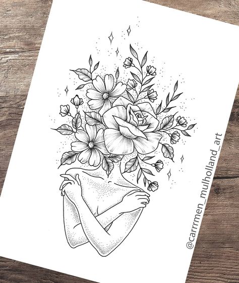 Carmen Mulholland’s Instagram profile post: “🖤Tattoo bookings ⏩info@sallymustang.capetown🖤 This design is taken. Please don't copy. . Whatsapp: 0848704373 @sallymustang_tattoos .…” Floral Women Tattoo, Inner Beauty Tattoo, Healing And Growth Tattoos, Flowers Head Tattoo, Wild Flower Drawings, Flower Head Tattoo, Flower Head Art, Self-love Tattoo Ideas, Empowering Tattoos