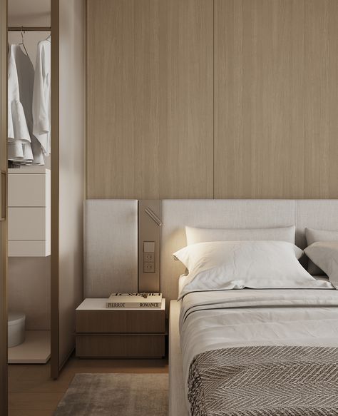 Behance 上的 #PPARK100_ANs Hotel Room Design Bedrooms, Minimal Modern Bedroom, Clean Interior Design, Hotel Bedroom Design, Modern Hotel Room, Minimalist Bed, Hotel Room Design, Shelving Design, Bedroom Closet Design