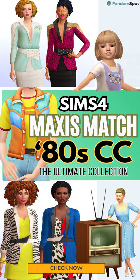 Need some 1980s CC for your next decades challenge? Well this list offers plenty of CC for your Sims to dress up like it's the '80s all over again - and everything here is 100% maxis match to blend in with the rest of your CAS accessories. The Sims 4 1980s Cc, Sims4 80s Cc, Sims 4 Cc 1980s Clothes, 1980 Sims 4 Cc, Sims 4 80s Cc Maxis Match, Sims 4 00s Cc, 2000 Sims 4 Cc, Sims 4 Frutiger Aero, Ts4 80s Cc