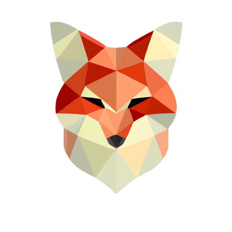 Geometric design of a foxes face, made with simple polygons and varying shades of orange, white, grey, and black Symmetrical Composition, Polygon Pattern, Geometric Fox, Polygon Art, Animal Designs, Fox Design, Geometric Logo, Geometric Animals, Classic Image