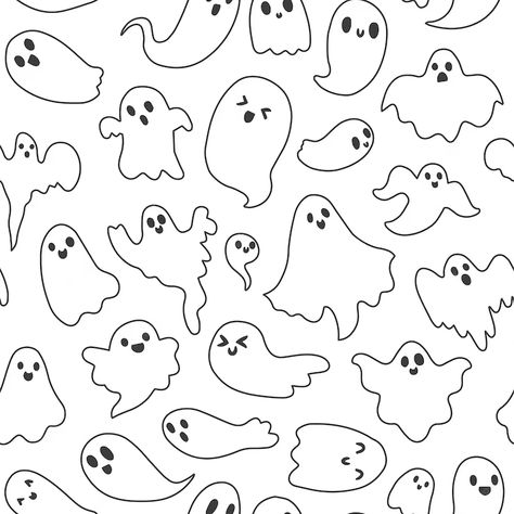 Simple Spooky Doodles, Cute Doodles Halloween, Simple Ghost Doodle, Spooky Ghost Drawing, Ghost Bullet Journal, How To Draw A Ghost, Spooky Doodles Easy, Cute Ghost Sketch, Cute Ghost Doodles