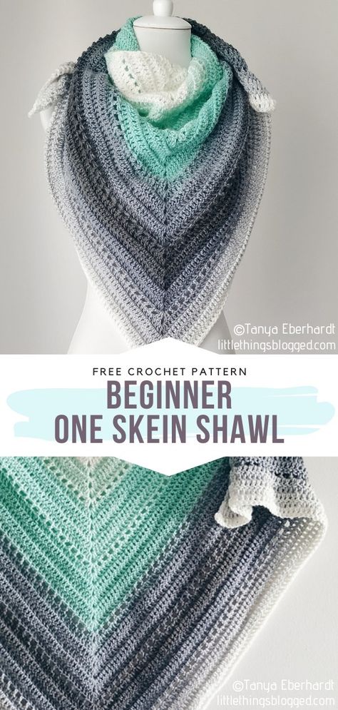 Crochet Intermediate, One Skein Shawl, Triangle Scarf Crochet Pattern, Crochet Triangle Shawl Pattern, Crochet Wraps, Crochet Prayer Shawls, Crochet Triangle Scarf, One Skein Crochet, Crochet Shawl Free