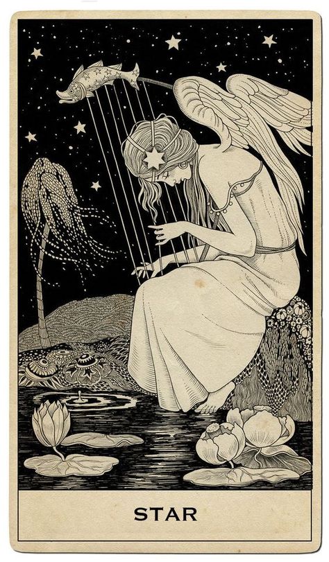 Tarot Card Art: Illustrations Rich With Symbolism | Girlfriend is Better Tarot Cards Art Illustration, Kartu Tarot, Star Tarot Card, The Star Tarot, Hopeless Fountain Kingdom, Tarot Tattoo, Vintage Tarot, Soyut Sanat Tabloları, 카드 디자인