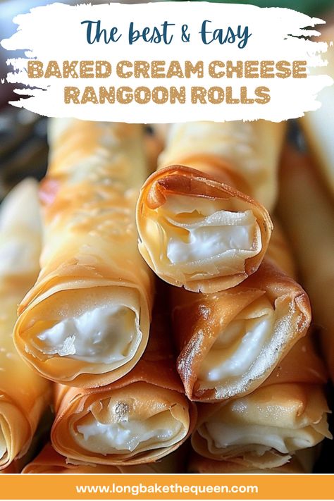 Transform your snack game with Baked Cream Cheese Rangoon Rolls! These crispy delights are easy to make and perfect for any gathering. Get the recipe now and dive into creamy goodness. Pin it for later and make your next party unforgettable! Cream Cheese Rangoon Dip, Cream Cheese Rangoon Rolls Recipe, Thai Cheese Rolls, Lebanon Bologna Cream Cheese Roll Ups, Baked Cream Cheese Rangoon Rolls, Cream Cheese Ragoons Baked, Cheese Ragoons Recipe, Cream Cheese Rangoon Rolls, Food For Small Gathering