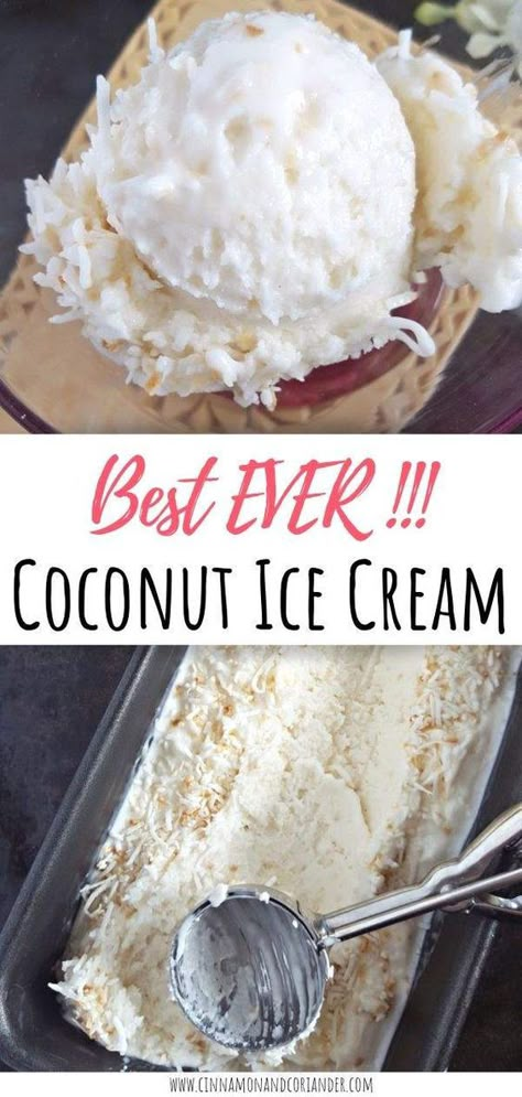 Homemade Coconut Ice Cream, Ice Cream Maker Recipes, Coconut Ice, Homemade Ice Cream Recipes, Coconut Ice Cream, Love Ice Cream, Cream Desserts, Coconut Recipes, Ice Cream Desserts