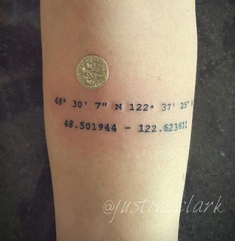 Tiny GPS tattoo of a favorite place. By Justine Clark, Lewiston Idaho Gps Tattoo, Idaho Tattoo, Lewiston Idaho, Body Love, Idaho, Tatting, Tattoo Ideas, Tattoos, Art