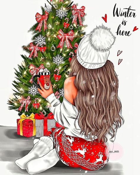 Zeey 🎀 on Instagram: “winter is here ❄ @lenasaibel #fashion #illustrations #illustration #fashionillustration #girlillustration” Girly Graphics, Cute Christmas Wallpaper, Girly Wall Art, Winter Is Here, Planner Girl, Winter Art, Girls Illustration