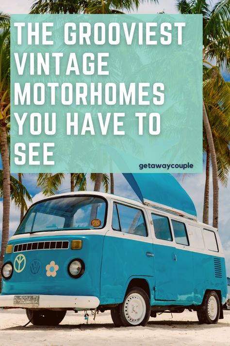 Vintage motorhomes are quickly becoming the go-to choice for those who want to experience life on the open road with a unique style. The Grooviest Vintage Motorhomes You Have to See Vintage Motorhome, Curved Cabinets, Gmc Motorhome, Fifth Wheel Trailers, Vintage Rv, Rv Living Full Time, Experience Life, Rv Lifestyle, Rv Hacks