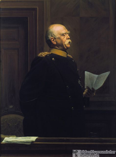 This painting by Anton von Werner (1843-1915) appears to be based on a sketch entitled Bismarck in the Reichstag, which was dated December 1, 1885. From 1871 onward, Bismarck wore his Cuirassier uniform whenever he appeared in the Reichstag and at most other public events in Berlin. Wes Anderson Aesthetic, Otto Von Bismarck, Army Poster, German Submarines, German History, History Painting, Age Of Empires, Oil Portrait, Military Outfit