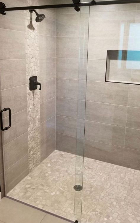 Decorating Bathrooms, Large Tile Bathroom, Master Shower Tile, Lighting Bathroom Vanity, Large Shower Tile, Luxury Bathroom Design, Remodeling Bathroom, Bathrooms Ideas, Full Bathroom Remodel